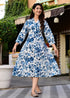 Designer White and Blue Dress